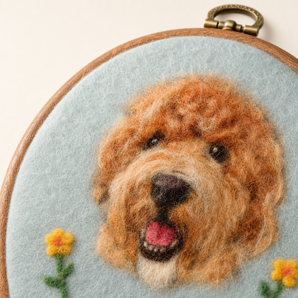 Custom Pet Needle Felted Portrait Hoop