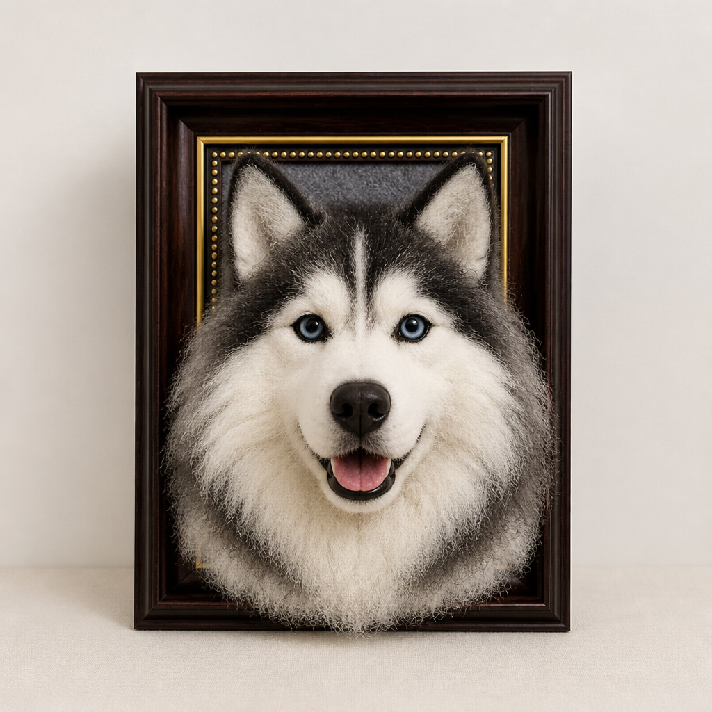 Custom Pet 3D Needle Felted Portrait Frame