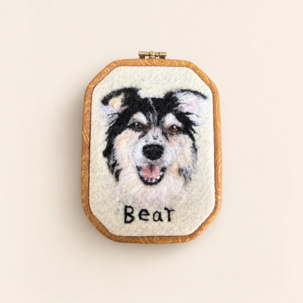 Custom Pet Needle Felted Portrait Hoop