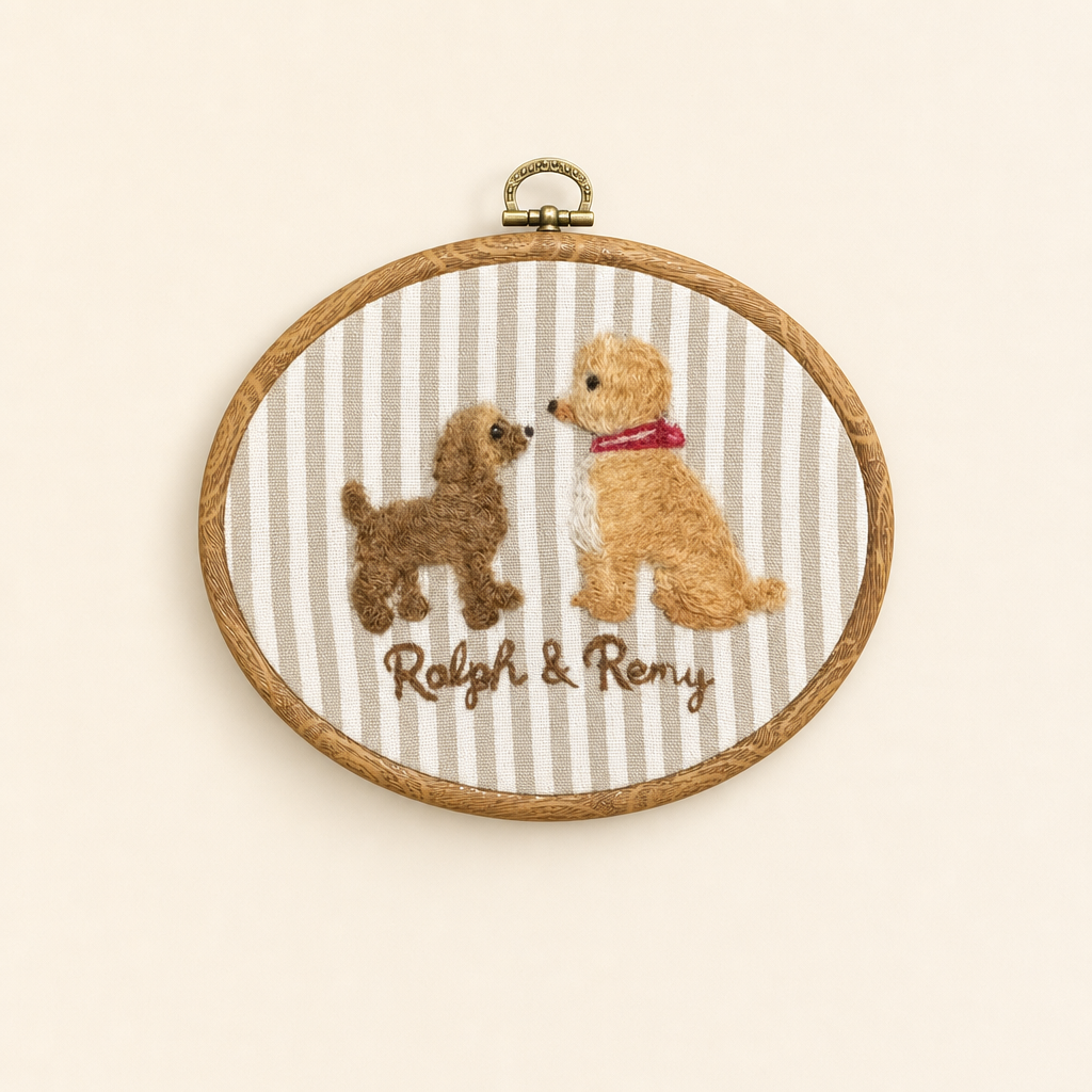 Custom Pet Needle Felted Portrait Hoop