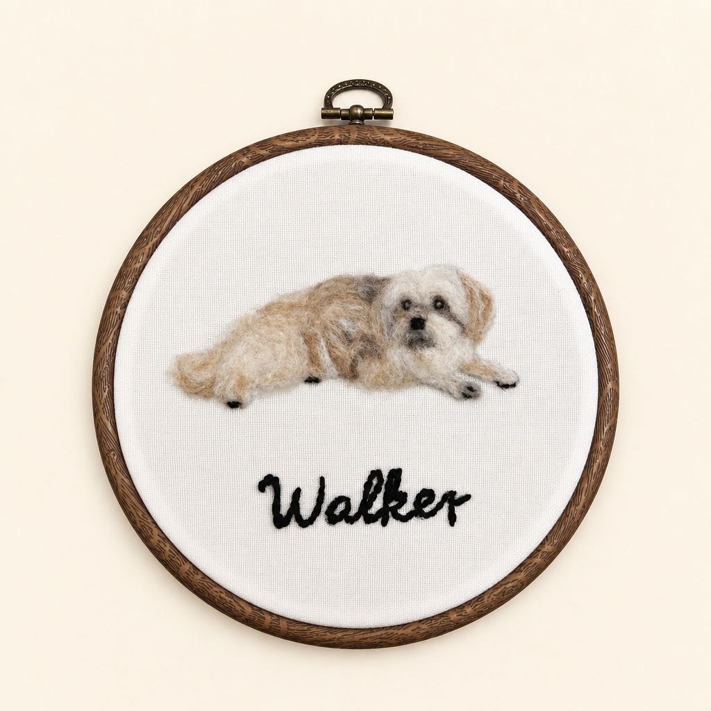 Custom Pet Needle Felted Portrait Hoop